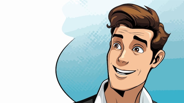 Comic Book Style Cartoon Male Face with Speech Bubble Vibrant and Playful Illustration for Graphic