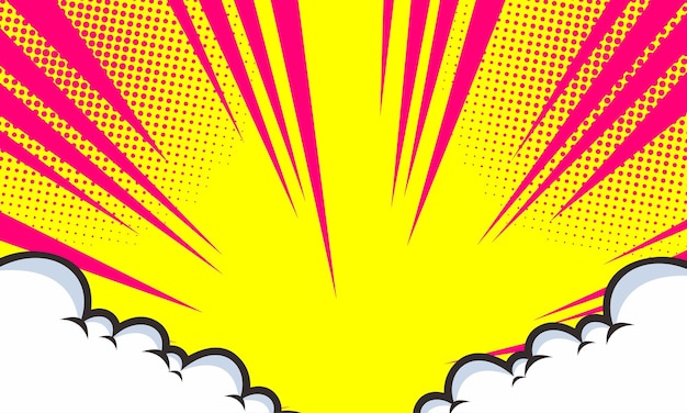 Comic burst background with cloud illustration