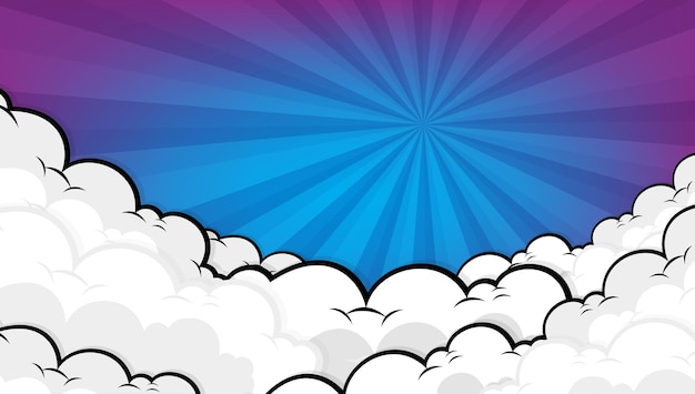 Comic cartoon blue background with cloud