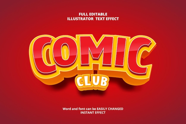 Comic Cartoon Funny Style Text Effect red yellow color