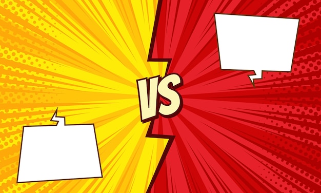 Comic cartoon pop art versus battle background template