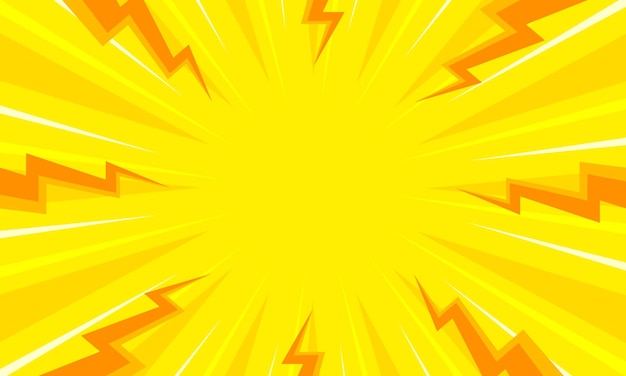 Vector comic cartoon yellow background with thunder