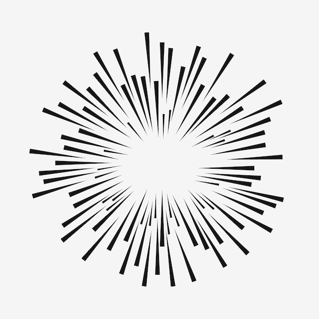 Comic explosion effect. Radial moving lines. Sunburst element. Sun rays. Vector illustration.