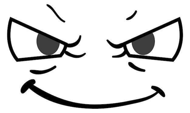 Comic face with evil grin expression Cartoon emotion