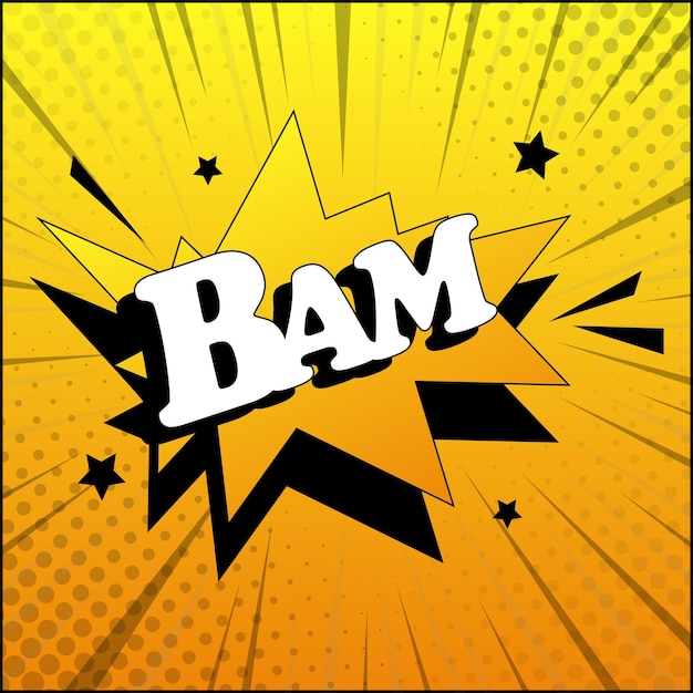 Comic lettering BAM on white background  Vector illustration