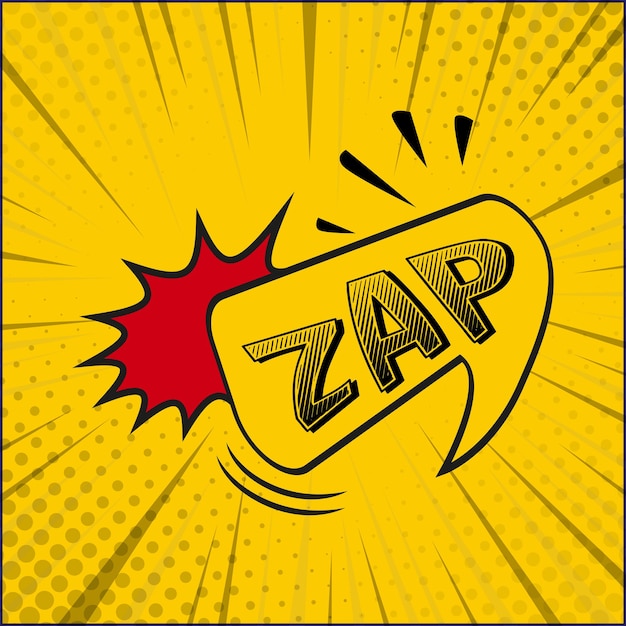 Comic lettering ZAP on white background  Vector illustration