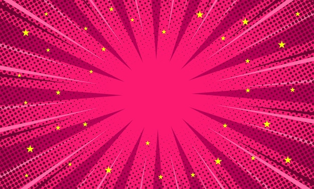 Comic pink burst background with star