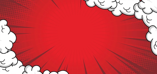 comic red background with cloud