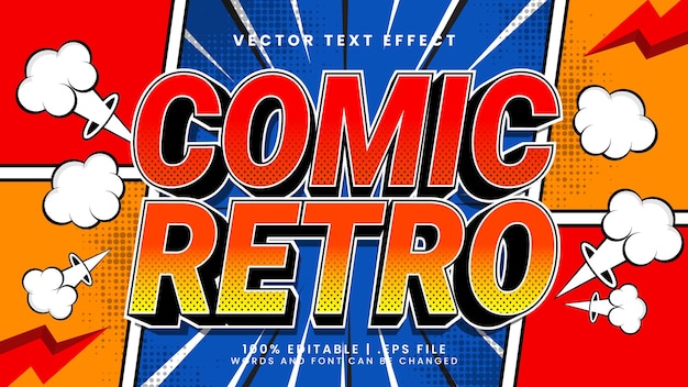 Comic Retro editable text effect in comic pop art style