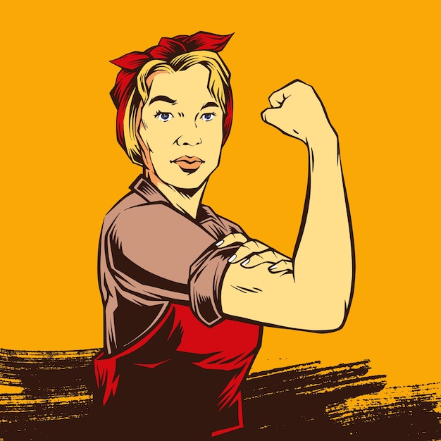 Vector comic retro strong powerful woman