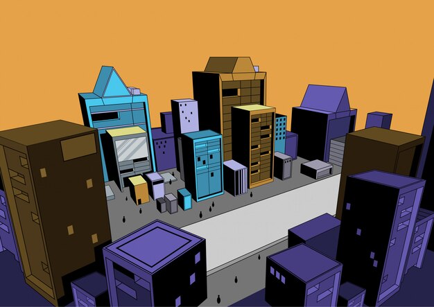 Vector comic scene, city background for making illustrations in print media or website.