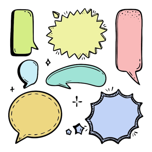 Comic speech bubble handdrawn sketch in doodle style Vector bubble chat message element