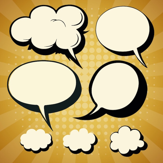 Comic speech bubble set collection vector illustration