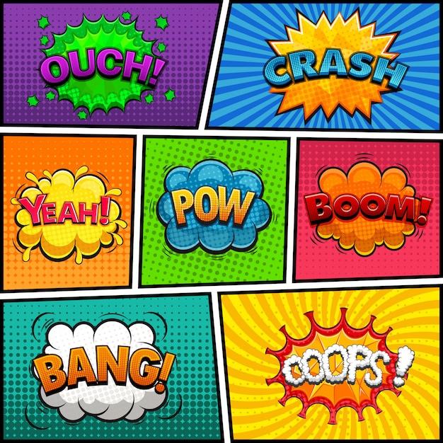 Comic speech bubbles background divided by lines 