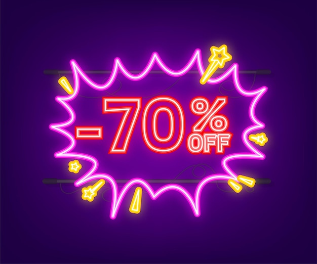 Comic speech bubbles with 70 percent OFF Sale Discount  Neon itch icon Symbol sticker