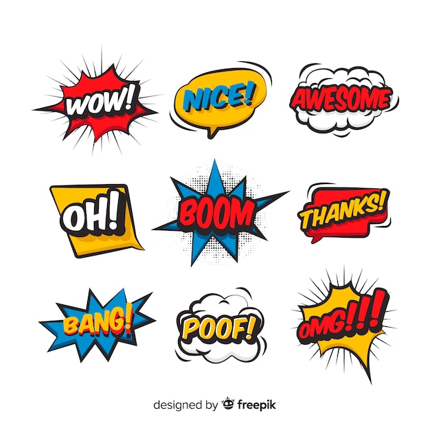 Comic speech bubbles with different expressions