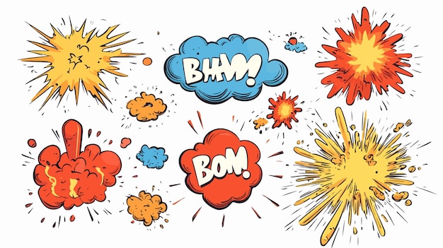 Comic Style Bombs and Explosions Speech Bubble