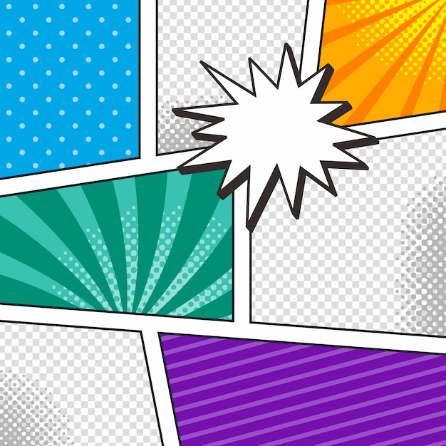 comic template element with speech bubble halftone art