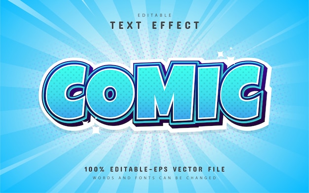 Comic text effect with blue gradient