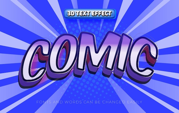 Comic violet 3d editable text effect style