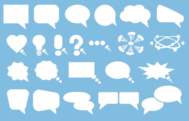 Comic white speech bubbles icons big set vector