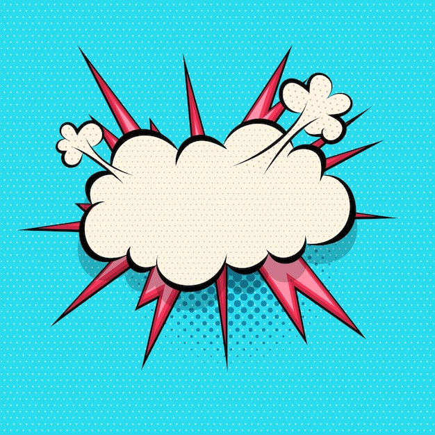 Comics speech bubble cloud explosion for text pop art design