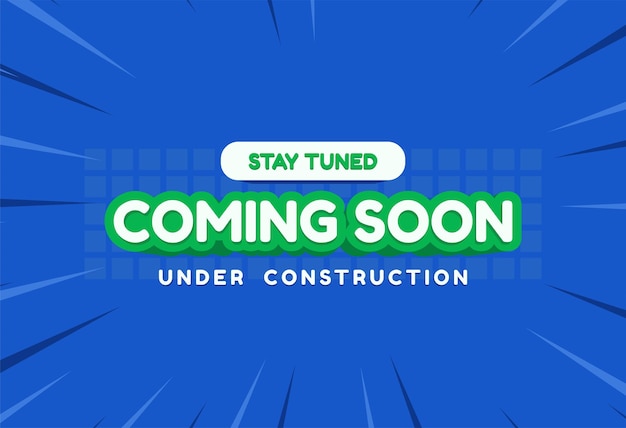 Vector coming soon under construction blue background design