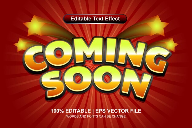 Coming soon editable text with golden effect