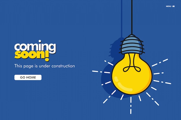 Coming soon landing page. Bulb Vector Illustration 