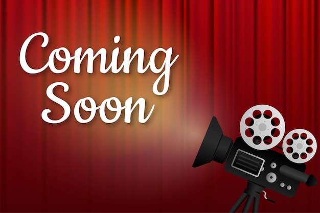 Coming Soon Old cinema theater movie round promotion announcement screen