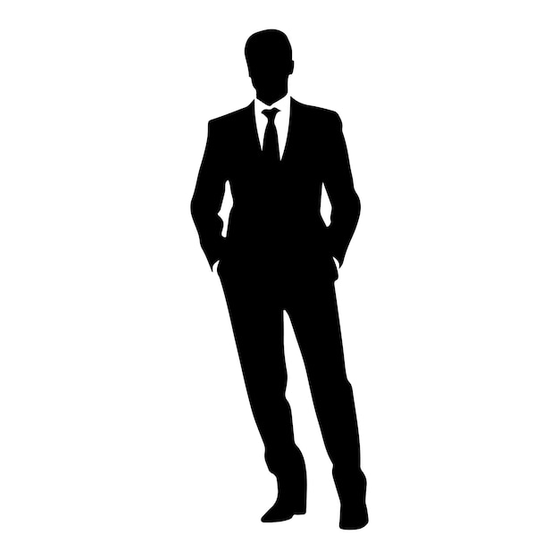 commanding businessman silhouette clipart black and white