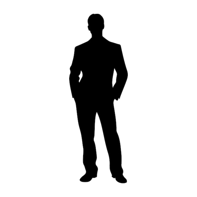 commanding businessman silhouette clipart black and white