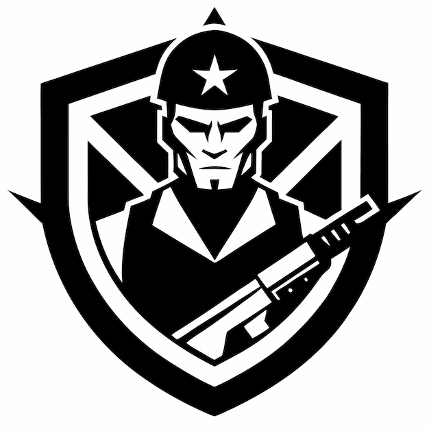 Vector commando army man logo on white background