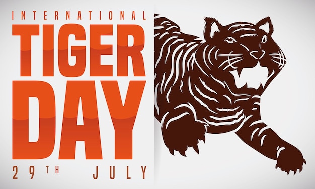 Commemorative sign with tiger silhouette to celebrate International Tiger Day this July 29