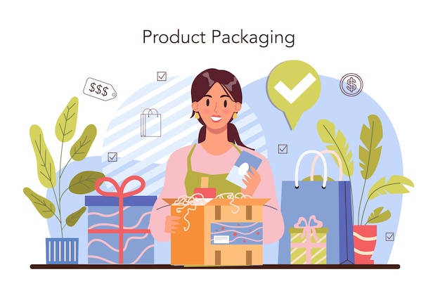 Commercial activities products packaging for selling and international