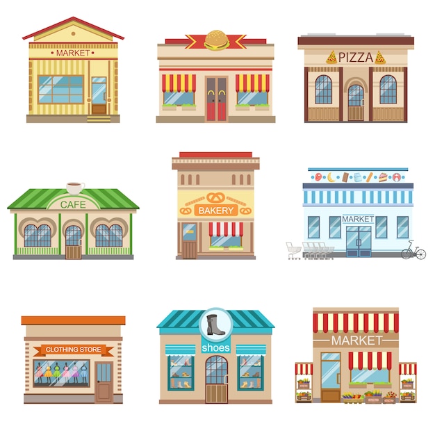 Commercial Buildings Facade Design Set Of Stickers