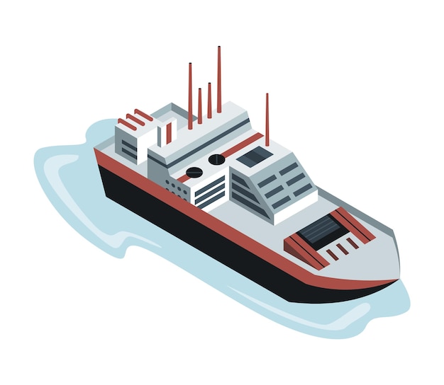 Commercial ship isometric icon Water transport 3d sea marine business shipment shipping freight ocean transportation