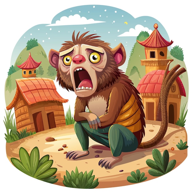 Common Cuscus monkey oppressive cries village vector