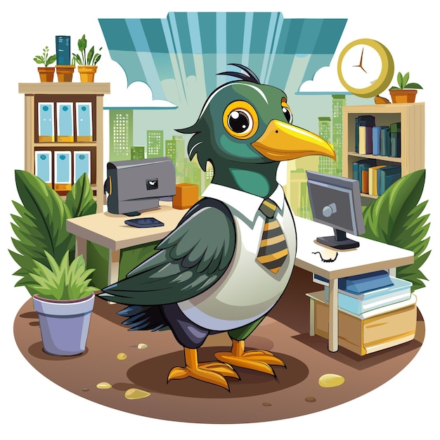 Common Goldeneye bird unworthy runs office vector