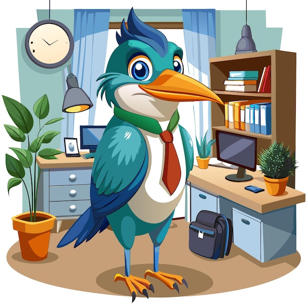 Common Kingfisher bird happy looks office vector