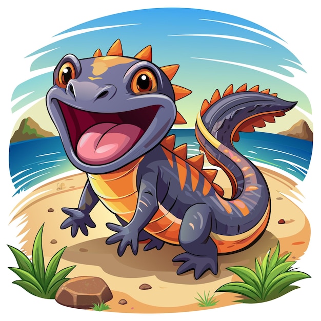 Common Newt lizzard lost laughs beach vector