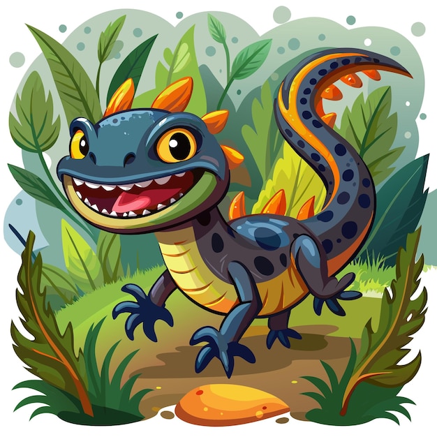 Common Newt lizzard powerful smiles jungle vector