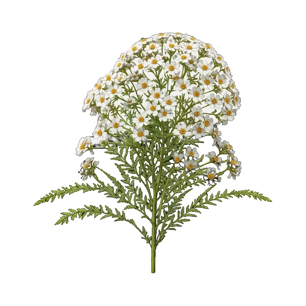 Vector common yarrow achillea millefolium old engraved vector flower