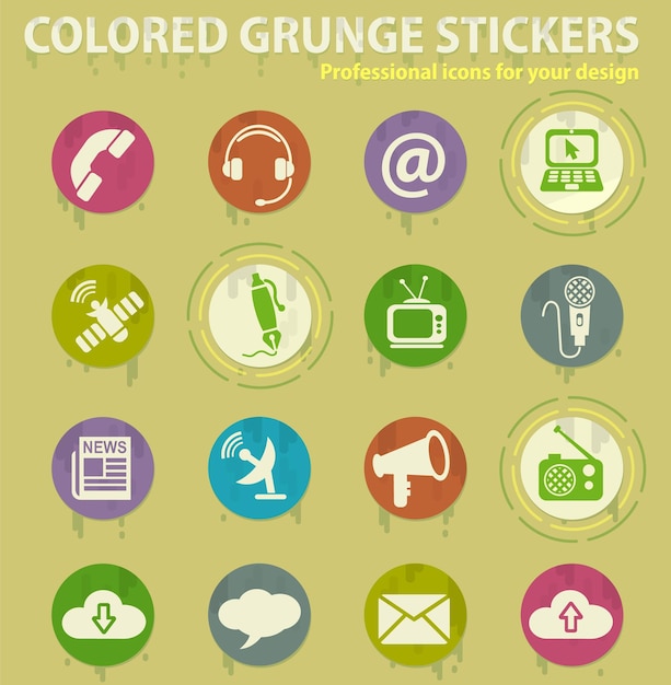 Communication colored grunge icons