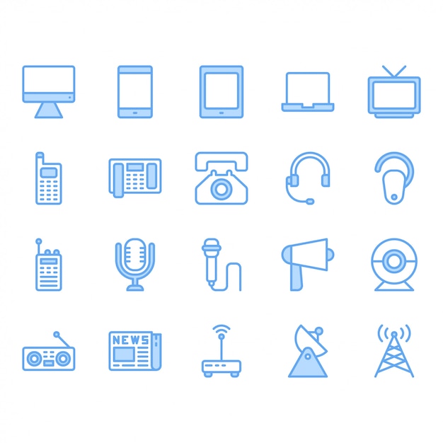 Communication device icon set.Vector illustration