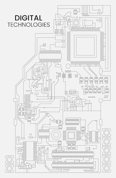 Communication device printed circuit board module Vector illustration Sketch