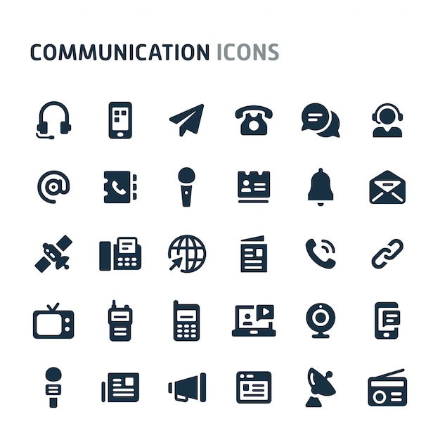 Communication Icon Set. Fillio Black Icon Series.