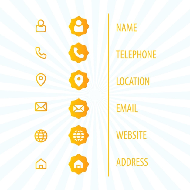 Communication and information icon pack 15 for business cards in the color changeable format