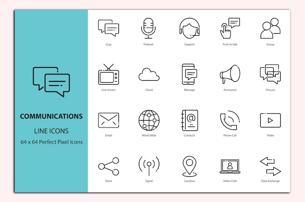 Communication Line icons vector set