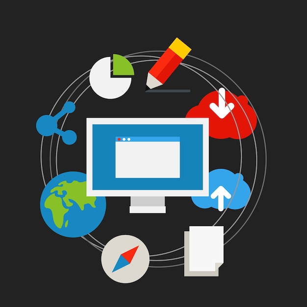 Communication technology concept Flat media application icons